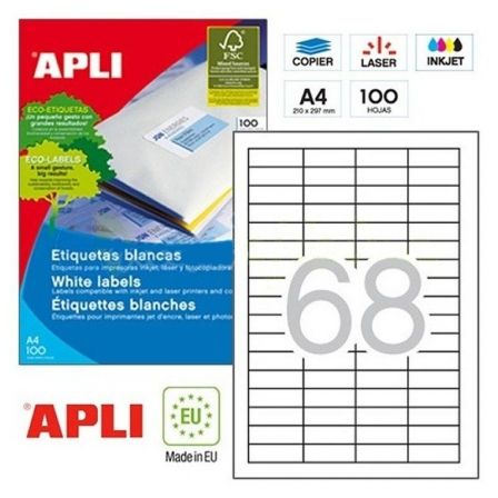 Apli Etiquetas Adhesivas Blancas 48,5x16,9mm 100 Hojas